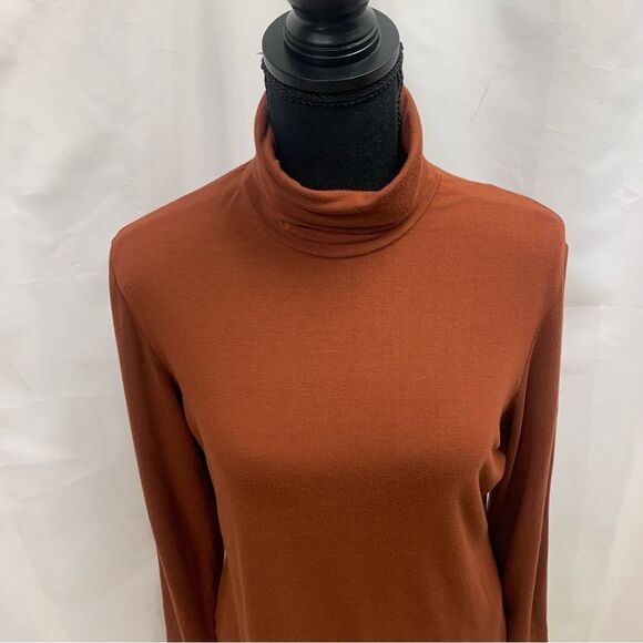 BIANCA Nygard rust brown long sleeve turtleneck top Sz MP - Picture 3 of 8